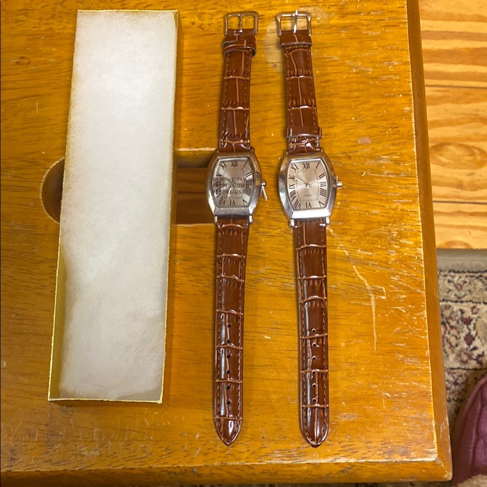 SKC Stylish Brown Leather Strap Watches